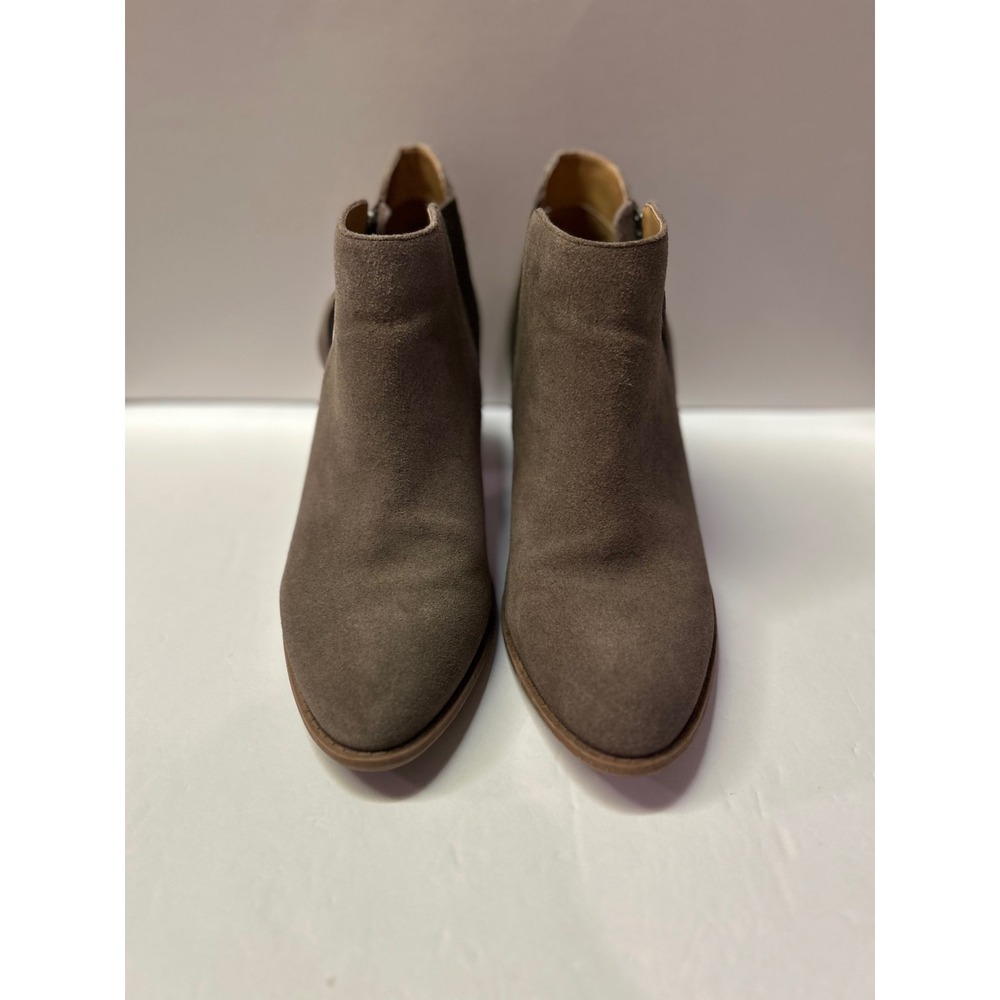 Vionic Anne Women's Taupe Suede Snakeskin Ankle Booties Size 9 Block Heel Zip